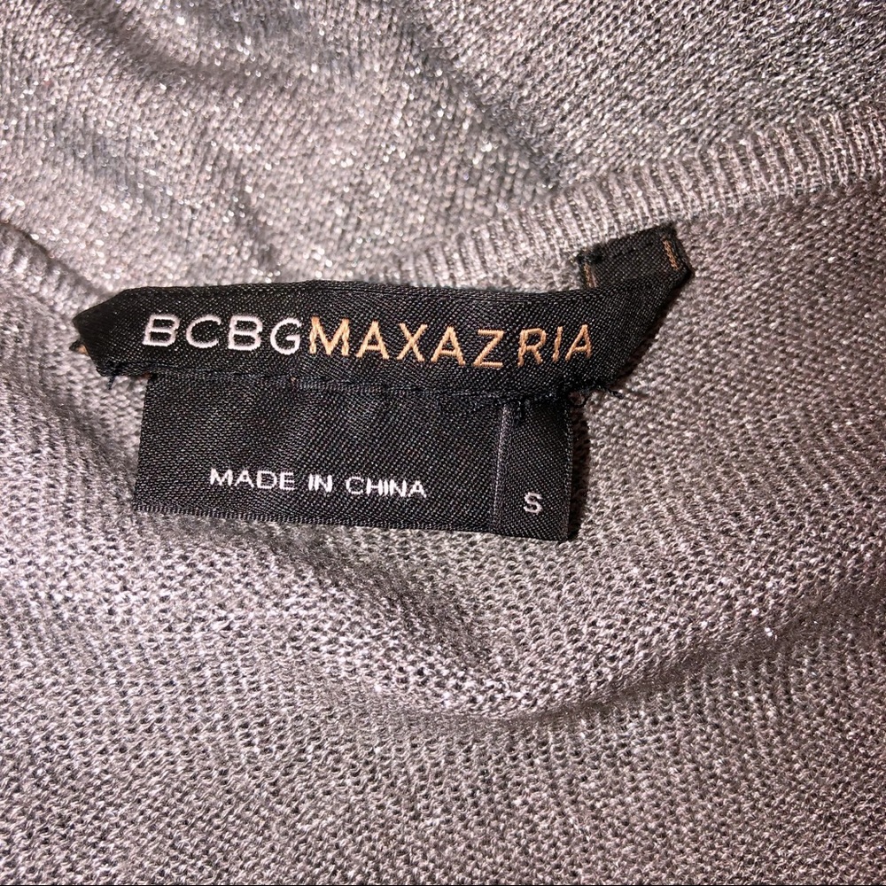 BCBGMaxAzria Silver Sparkly Ruffle Flutter Top BCBG - Picture 5 of 5